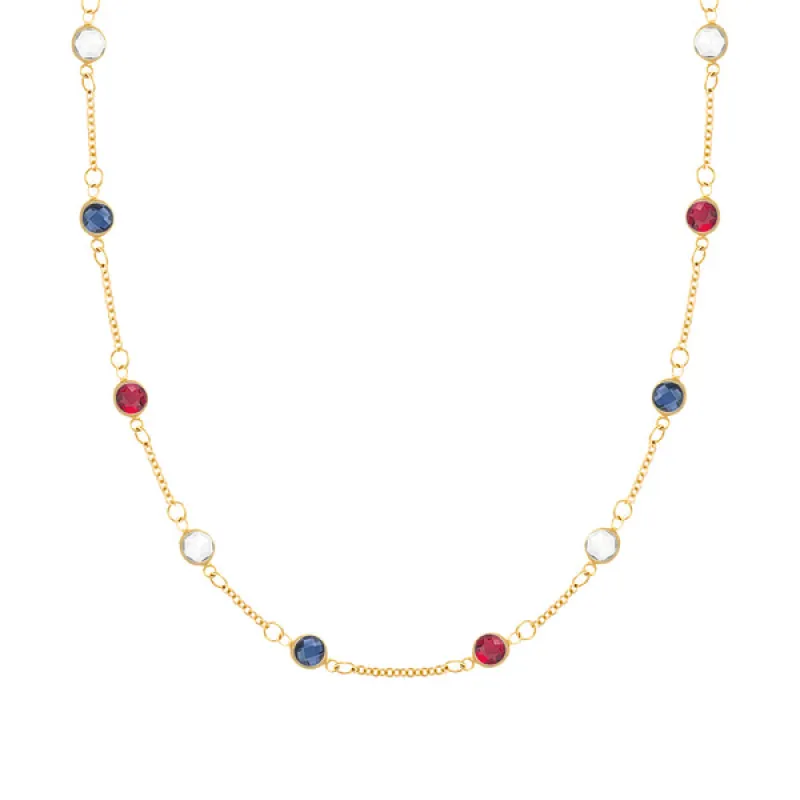 Personalized Classic 10 Birthstone Necklace in 14k Gold sold by Haverhill