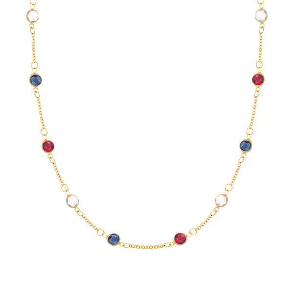 Personalized Classic 10 Birthstone Necklace in 14k Gold sold by Haverhill
