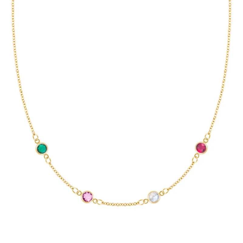Personalized Classic 4 Birthstone Necklace in 14k Gold sold by Haverhill