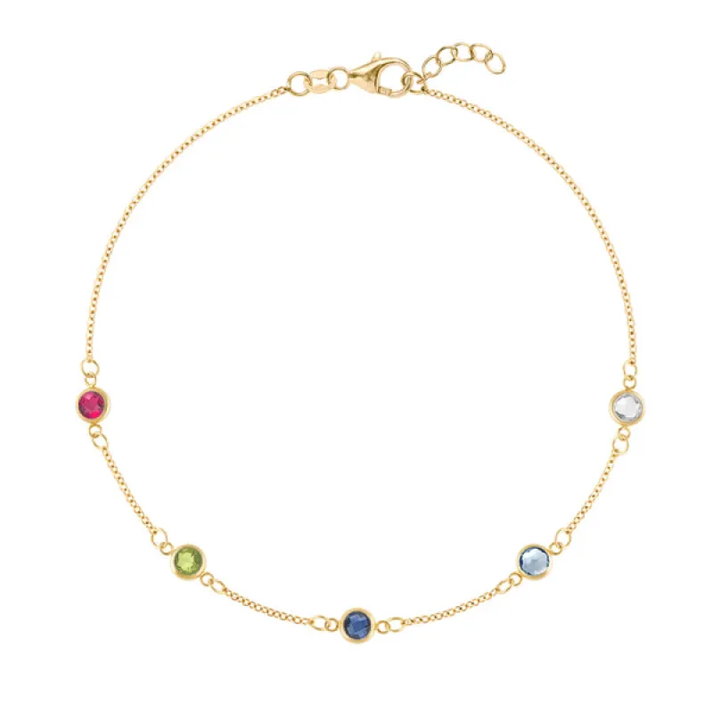 Personalized Classic 5 Birthstone Bracelet in 14k Gold sold by Haverhill