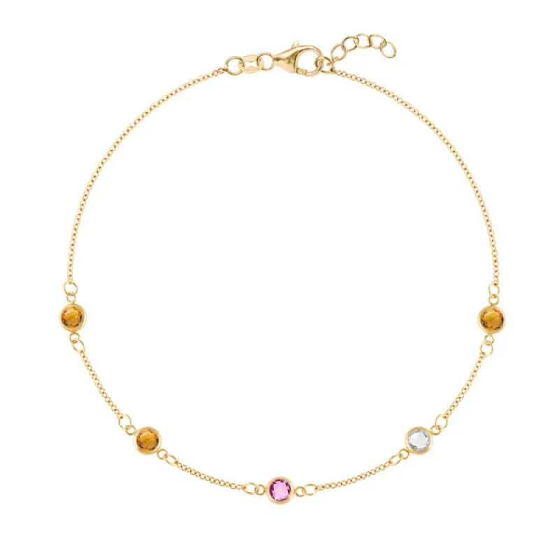 Personalized Classic 5 Birthstone Bracelet in 14k Gold sold by Haverhill