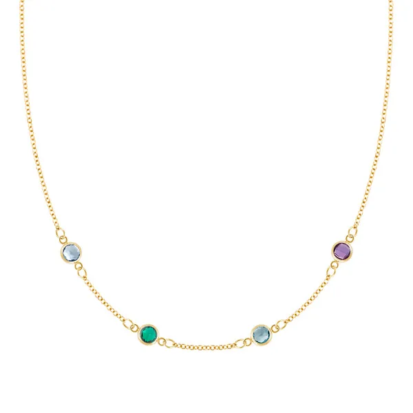 Personalized Classic 4 Birthstone Necklace in 14k Gold sold by Haverhill
