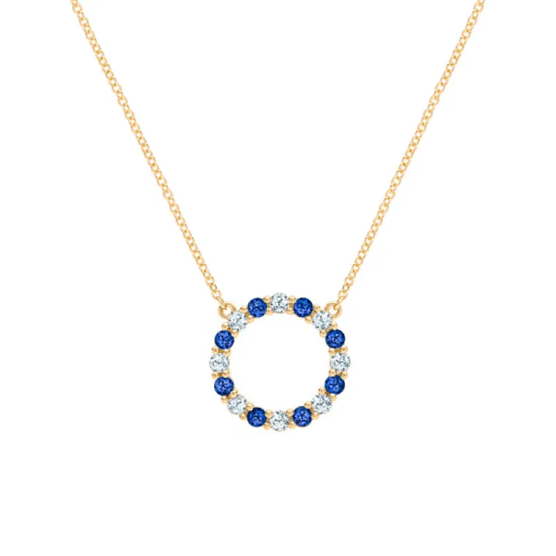 Personalized Rosecliff Circle Birthstone Necklace in 14k Gold sold by Haverhill