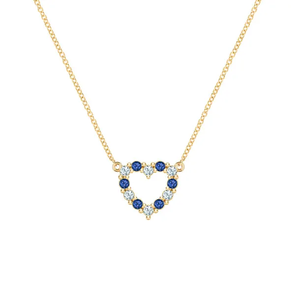 Personalized Rosecliff Small Heart Birthstone Necklace in 14k Gold sold by Haverhill