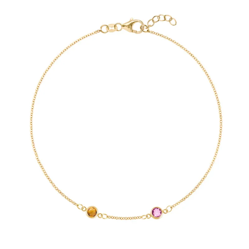 Personalized Classic 2 Birthstone Bracelet in 14k Gold sold by Haverhill