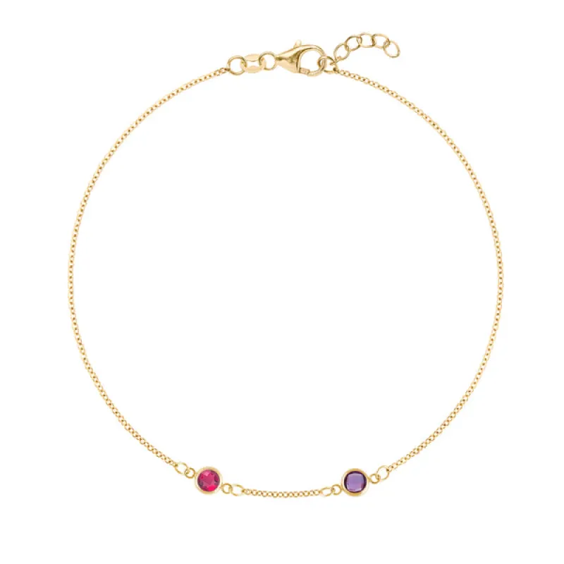 Personalized Classic 2 Birthstone Bracelet in 14k Gold sold by Haverhill