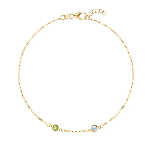 Personalized Classic 2 Birthstone Bracelet in 14k Gold sold by Haverhill