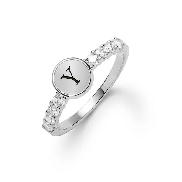 Personalized Rosecliff Letter Ring in 14k Gold sold by Haverhill