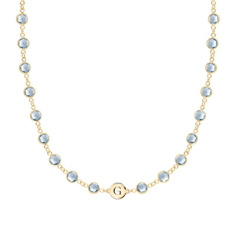 Personalized Newport 1 Letter Birthstone Necklace in 14k Gold sold by Haverhill