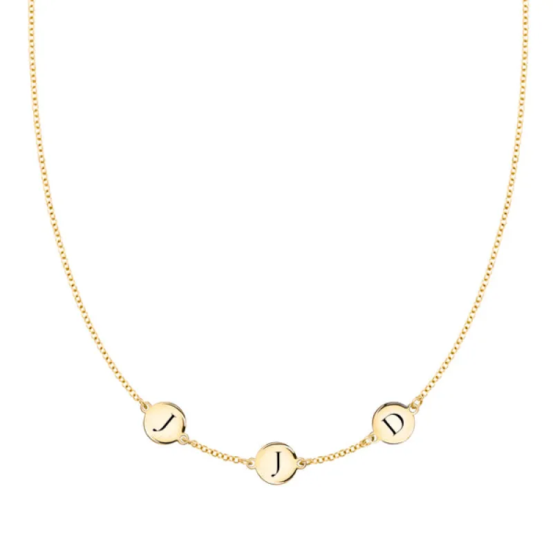 Personalized 3 Letter Necklace in 14k Gold (Single Spacing) made by Haverhill