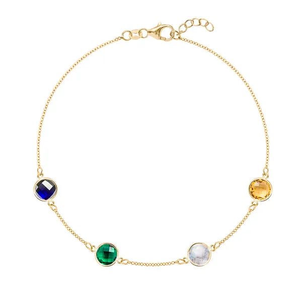 Personalized Grand 4 Birthstone Bracelet in 14k Gold sold by Haverhill