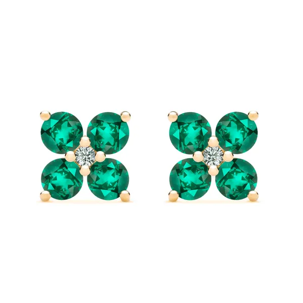 Personalized Greenwich 4 Birthstone & Diamond Earrings in 14k Gold sold by Haverhill