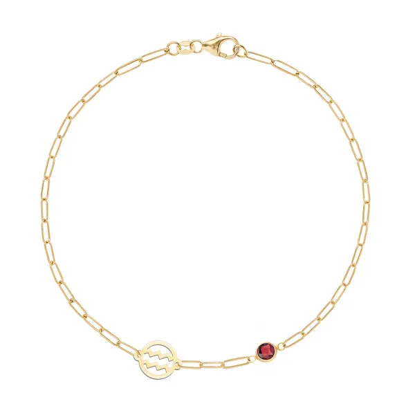 Personalized Zodiac & Birthstone Adelaide Mini Bracelet in 14k Gold sold by Haverhill