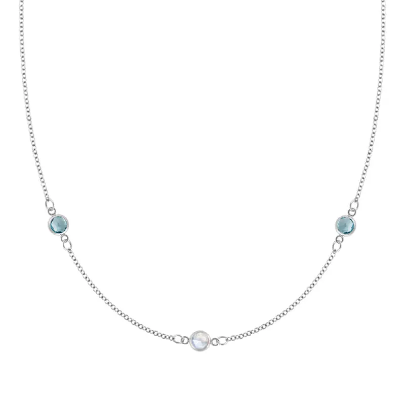 Personalized Classic 3 Birthstone Necklace in 14k Gold sold by Haverhill