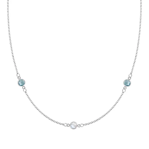 Personalized Classic 3 Birthstone Necklace in 14k Gold sold by Haverhill