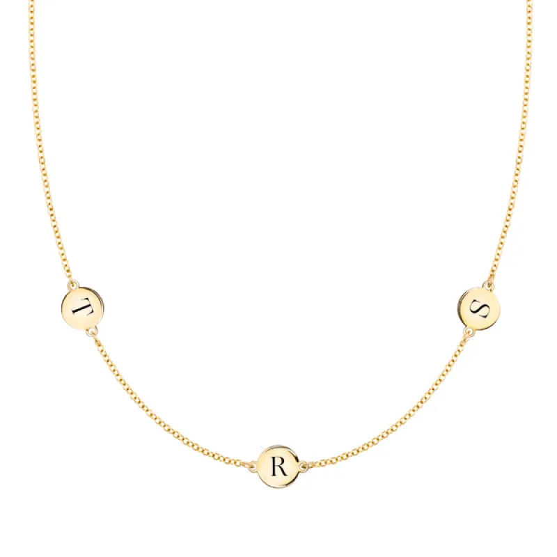 Personalized 3 Letter Necklace in 14k Gold (Double Spacing) sold by Haverhill