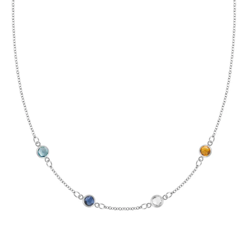 Personalized Classic 4 Birthstone Necklace in 14k Gold sold by Haverhill