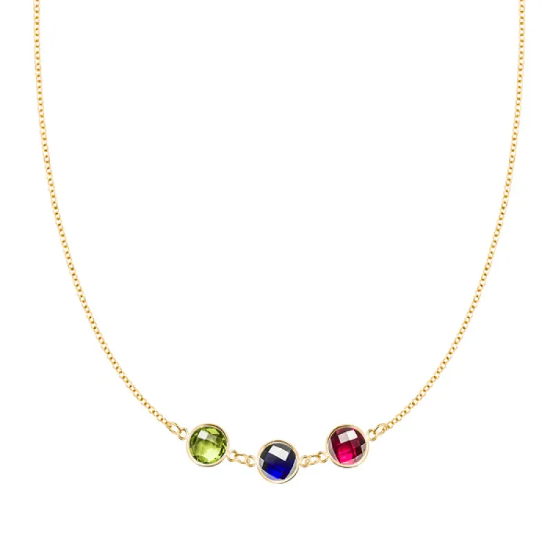 Personalized Grand 3 Connected Birthstone Necklace in 14k Gold sold by Haverhill