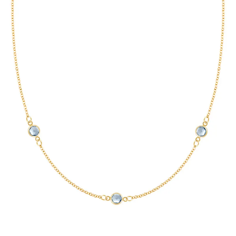 Personalized Classic 3 Birthstone Necklace in 14k Gold sold by Haverhill