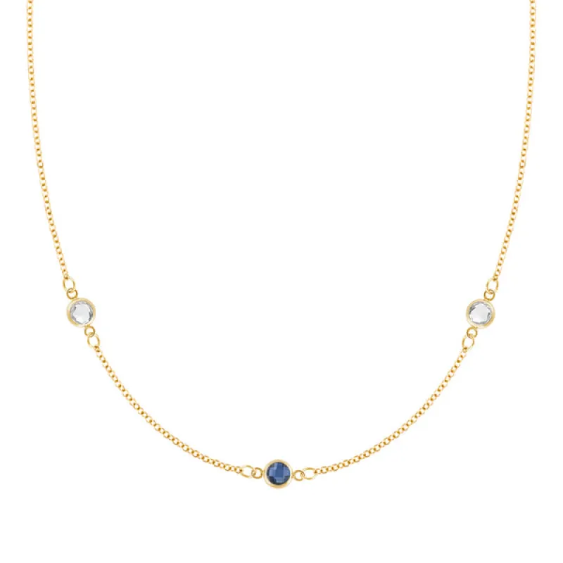 Personalized Classic 3 Birthstone Necklace in 14k Gold sold by Haverhill