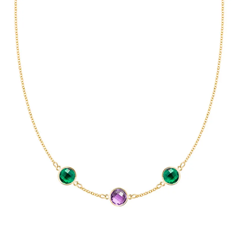 Personalized Grand 3 Birthstone Necklace in 14k Gold sold by Haverhill