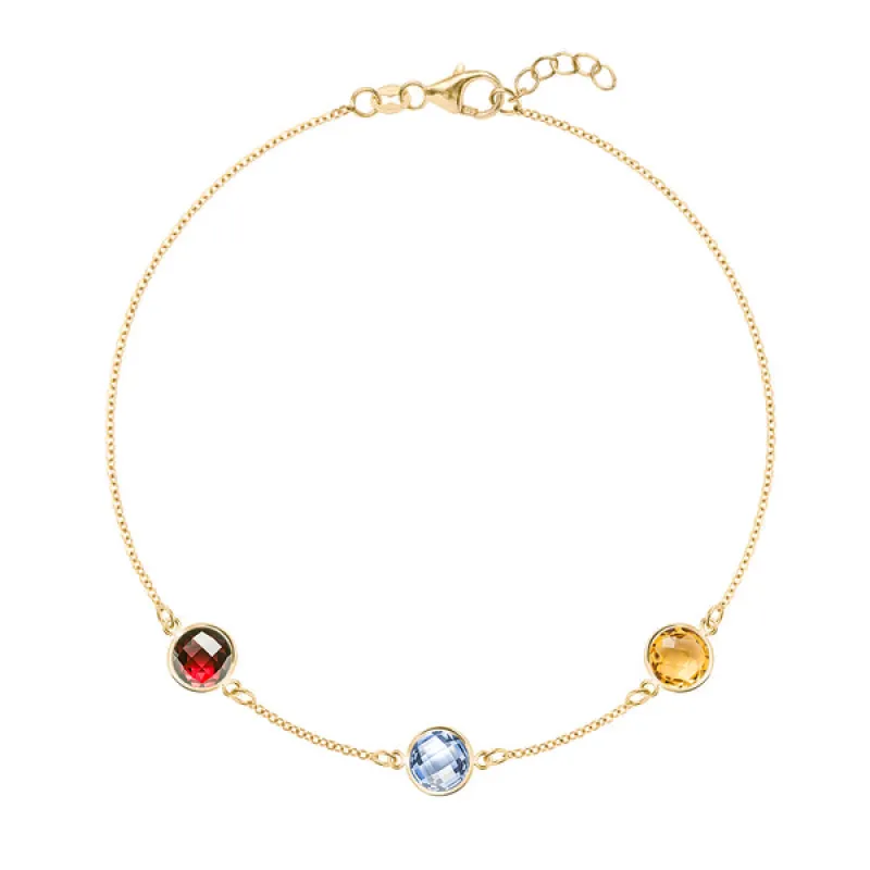Personalized Grand 3 Birthstone Bracelet in 14k Gold sold by Haverhill