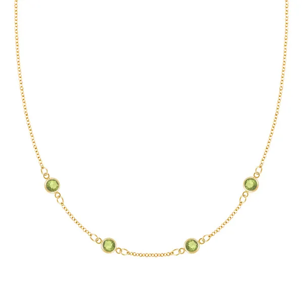 Personalized Classic 4 Birthstone Necklace in 14k Gold sold by Haverhill