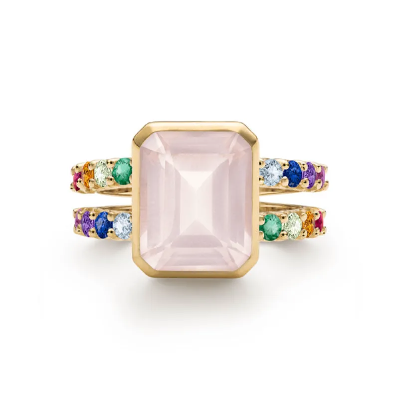Personalized Rainbow Warren Vertical Ring in 14k Gold made by Haverhill
