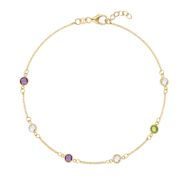 Personalized Classic 6 Birthstone Bracelet in 14k Gold sold by Haverhill