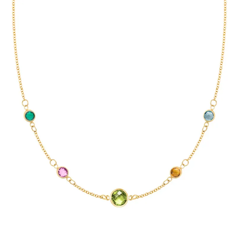 Personalized 1 Grand & 4 Classic Birthstone Necklace in 14k Gold sold by Haverhill