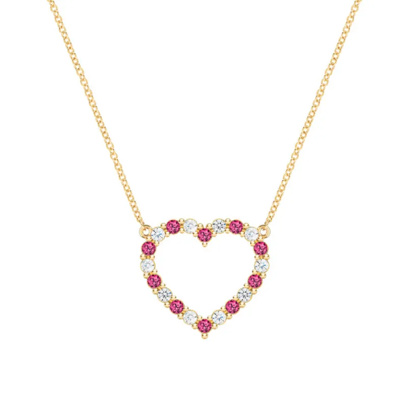 Personalized Rosecliff Heart Birthstone Necklace in 14k Gold sold by Haverhill