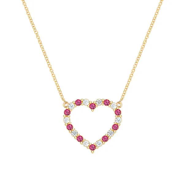 Personalized Rosecliff Heart Birthstone Necklace in 14k Gold sold by Haverhill