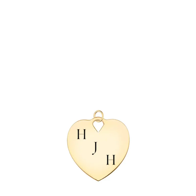 Engravable Large Flat Heart Pendant in 14k Gold sold by Haverhill