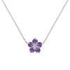 Personalized Greenwich Flower Birthstone & Diamond Necklace in 14k Gold sold by Haverhill