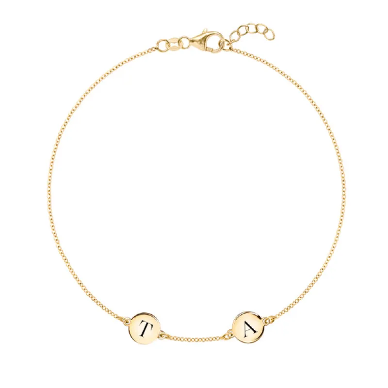 Personalized 2 Letter Bracelet in 14k Gold sold by Haverhill