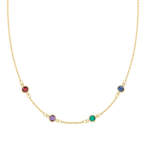 Personalized Classic 4 Birthstone Necklace in 14k Gold sold by Haverhill