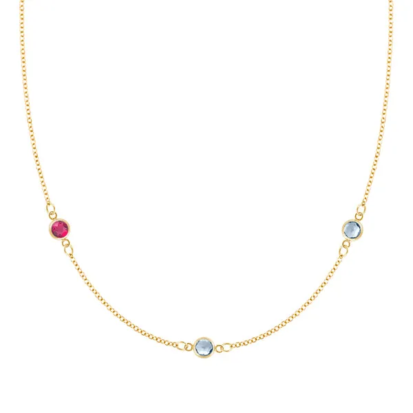 Personalized Classic 3 Birthstone Necklace in 14k Gold sold by Haverhill