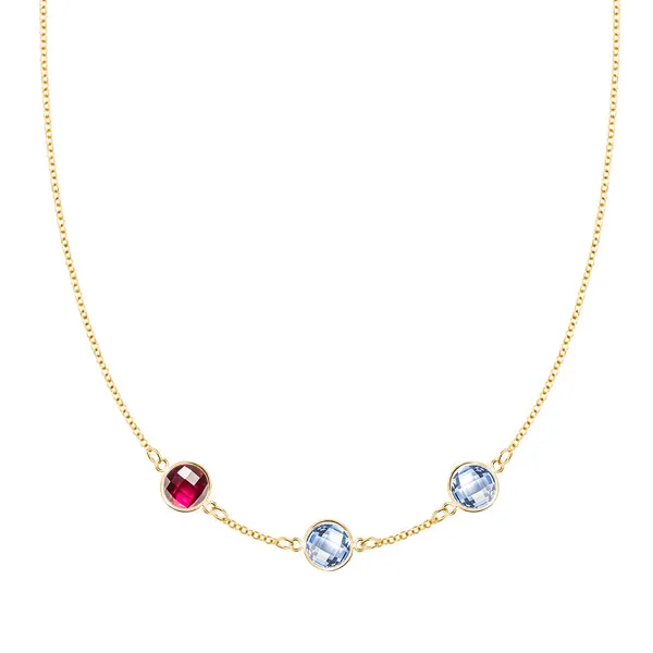 Personalized Grand 3 Birthstone Necklace in 14k Gold sold by Haverhill