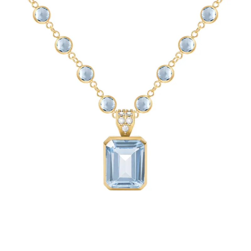 Warren Aquamarine Pendant with Diamond Bale in 14k Gold (March) sold by Haverhill