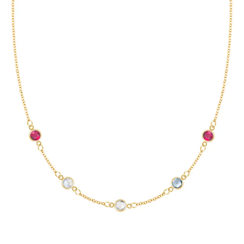 Personalized Classic 5 Birthstone Necklace in 14k Gold sold by Haverhill