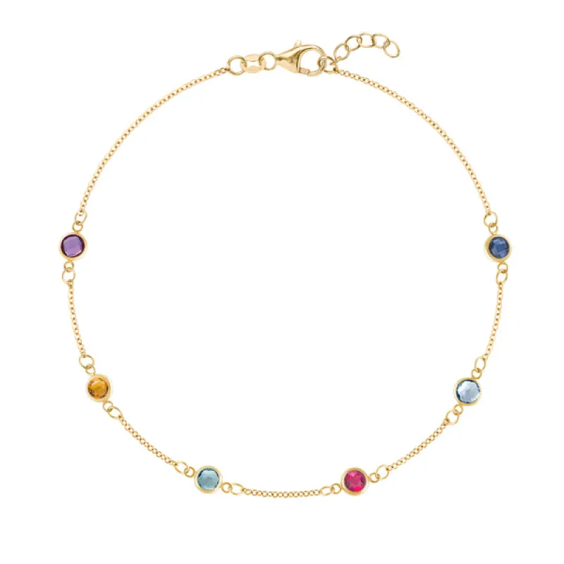 Personalized Classic 6 Birthstone Bracelet in 14k Gold sold by Haverhill