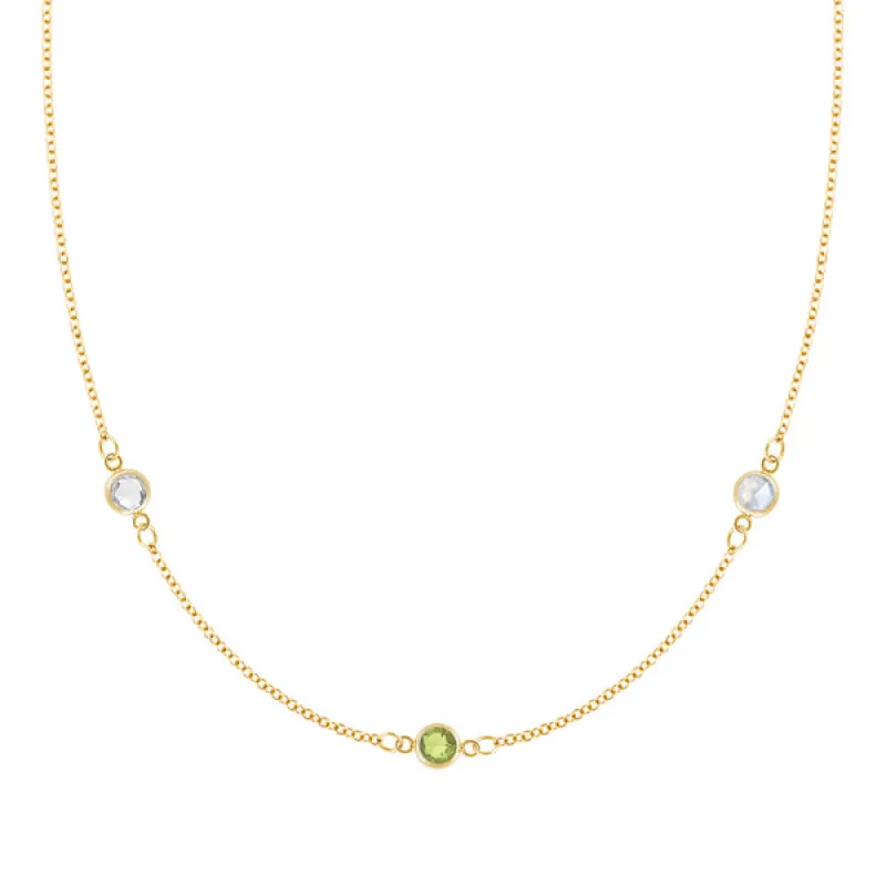 Personalized Classic 3 Birthstone Necklace in 14k Gold sold by Haverhill