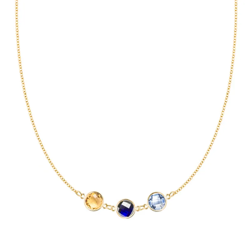 Personalized Grand 3 Connected Birthstone Necklace in 14k Gold sold by Haverhill