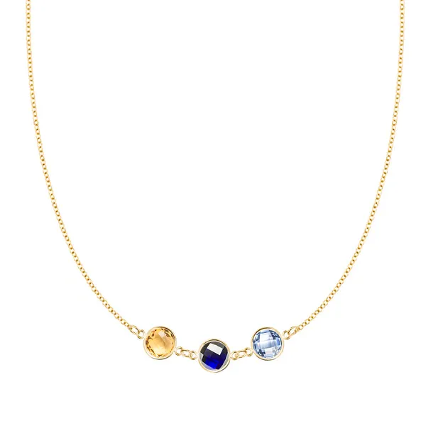 Personalized Grand 3 Connected Birthstone Necklace in 14k Gold sold by Haverhill