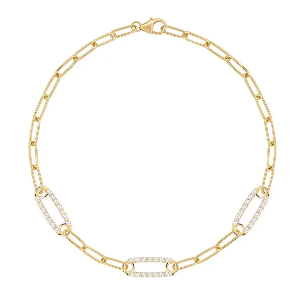 Personalized Adelaide 3 Pavé Birthstone Link Bracelet in 14k Gold sold by Haverhill