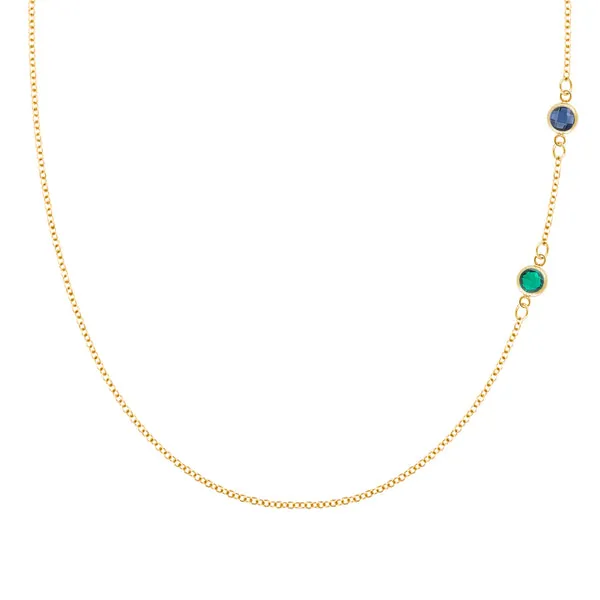 Personalized Classic 2 Birthstone Necklace in 14k Gold sold by Haverhill