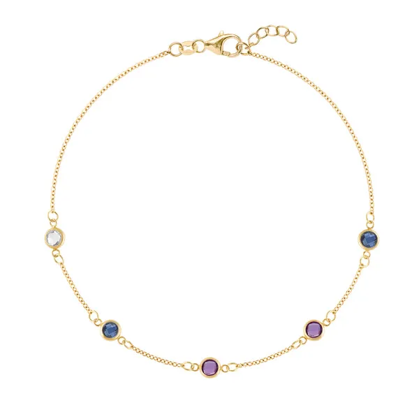 Personalized Classic 5 Birthstone Bracelet in 14k Gold sold by Haverhill