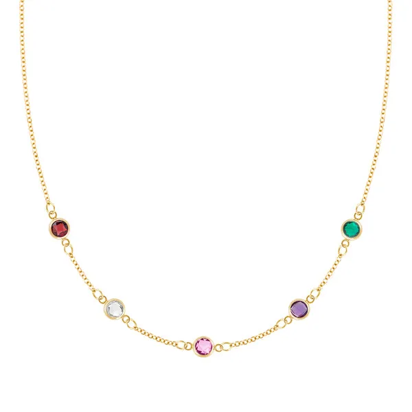 Personalized Classic 5 Birthstone Necklace in 14k Gold sold by Haverhill