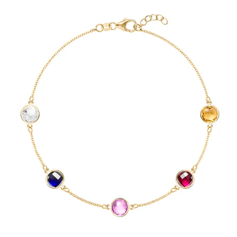 Personalized Grand 5 Birthstone Bracelet in 14k Gold sold by Haverhill