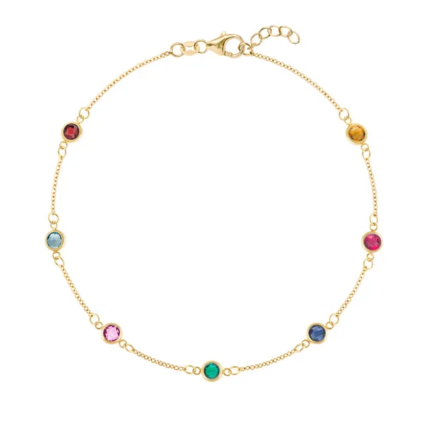 Personalized Classic 7 Birthstone Bracelet in 14k Gold sold by Haverhill